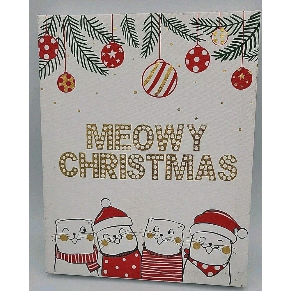 Francesca's Design Meowy Christmas Cats Canvas Wall Art Holiday Decor TMD Holdns